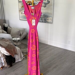 Elegant Pink Floral Maxi Dress